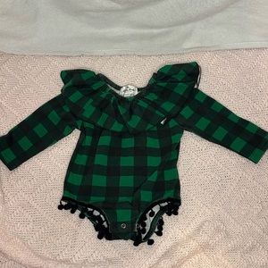 Green Buffalo Plaid Romper